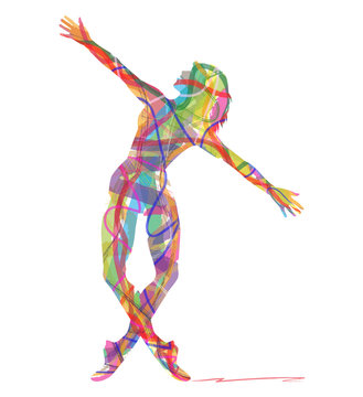 silhouette di ballerina composta da colori