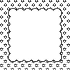 Black and White Star of David Patterned Background with Embroide