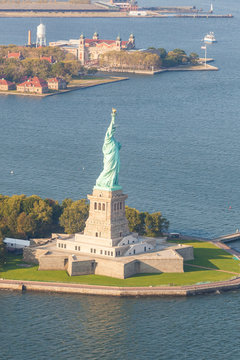 Aerial View of Statue of Liberty, New York