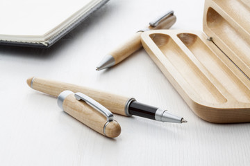 Wooden ball pen and roller pen