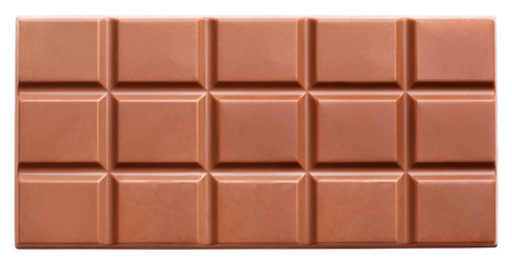 Milk chocolate bar isolated on white with clipping path
