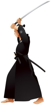 Kenjutsu Jodan no kamae samurai