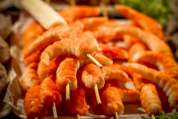 Fried shrimp, Thai style food at open market,Thailand Koh Samui