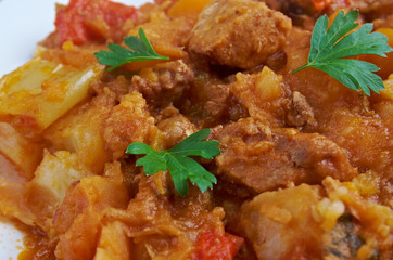 Traditional Hungarian  goulash. close up