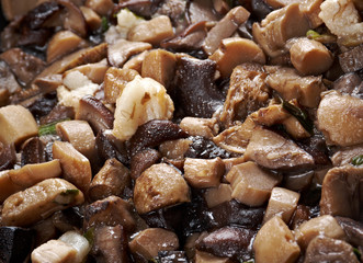 Delicious fried mushrooms in pan