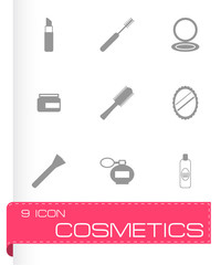 Vector black cosmetics eyes icons set