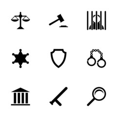 Vector black justice icons set