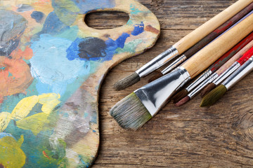 Brushes and colorful almost abstract pallet