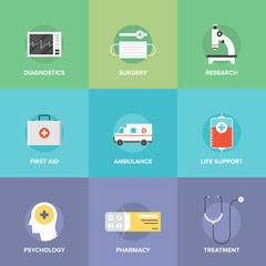 Healthcare and medicine flat icons