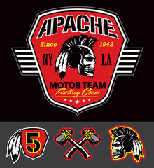 Obraz premium Apache skull motor team graphic set