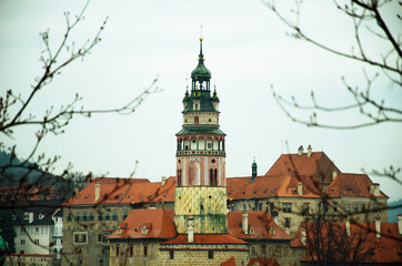 Fototapeta premium Old town roof view, Chesky Krumlov, Czech Republic