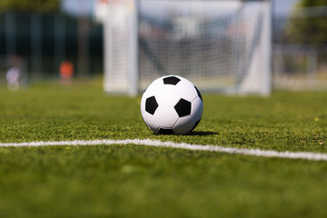 Fototapeta na wymiar Green pitch with soccer ball