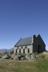 ニュージーランドのテカポ湖と教会