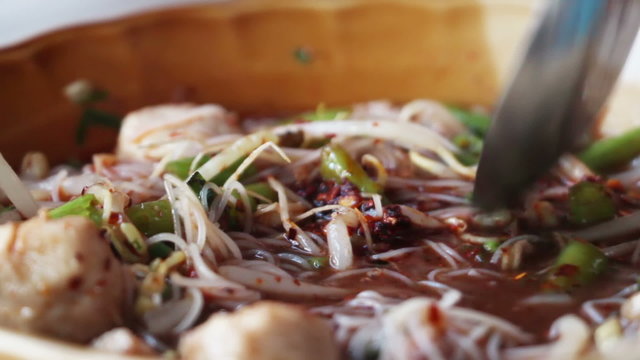 thai food noodle soup close-up