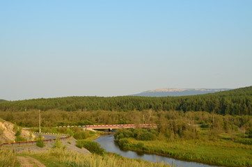 Bridge over mountain stream in