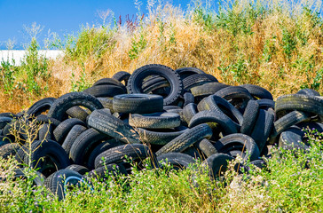 Old tyres polluting the nature