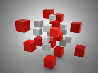 teamwork business concept with red cubes .