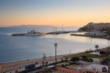 Tuinposter View of Zea marina and a beach in Piraeus, Athens, Greece. © milangonda