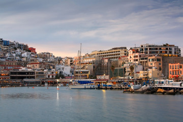 Fototapeta na wymiar Evening scenery in the Mikrolimano marina, Piraeus, Athens.