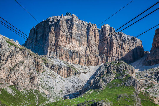 Sass Pordoi south face (2952 m) in Gruppo del Sella, Dolomites m