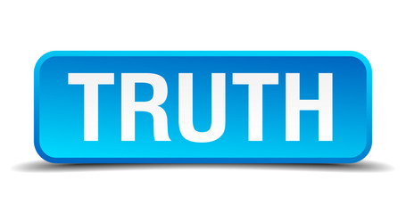 Truth blue 3d realistic square isolated button