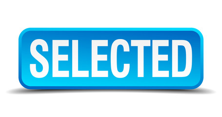 Selected blue 3d realistic square isolated button