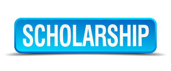 scholarship blue 3d realistic square isolated button