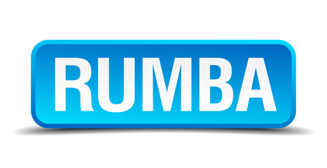 Rumba blue 3d realistic square isolated button