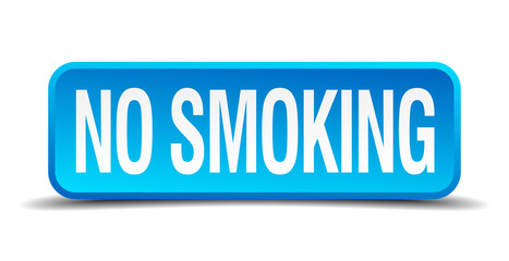 no smoking blue 3d realistic square isolated button