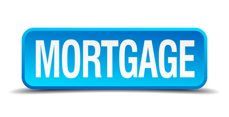 Mortgage blue 3d realistic square isolated button