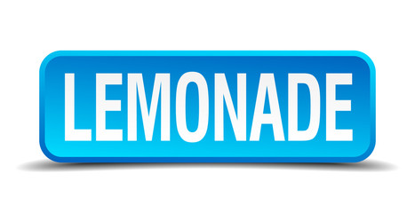 Lemonade blue 3d realistic square isolated button