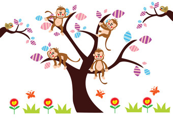 małpki na drzewie