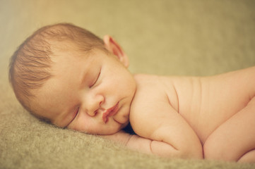 Dreaming Naked Newborn Baby Sleeping