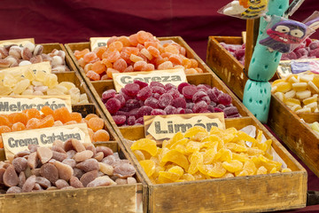 artisan candies in a medieval fair, spain