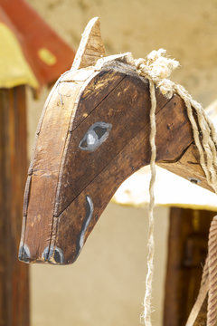 medieval wood horse, handmade toy