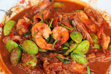 Fried shrimp petai - Asian food