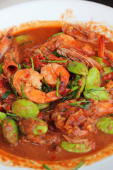 Fried shrimp petai - Asian food