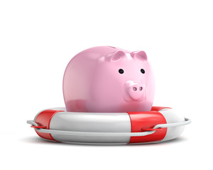  protection piggy bank (investment) with lifebuoy
