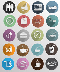 flat icons set design for cafe .Vector illustration