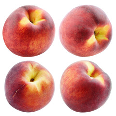 Set of peaches isolated on white background with clipping path