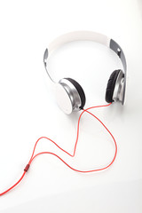white headphone on white background