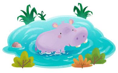 hipopótamo bebe en el agua