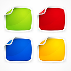 Four colored stickers with rounded corner, vector illustration