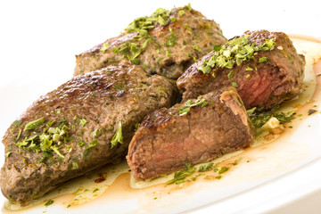 Hüftsteak gebraten auf Teller