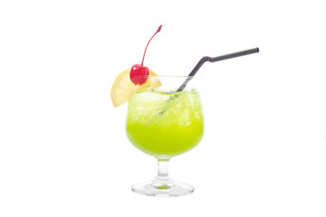Cocktails on white background.