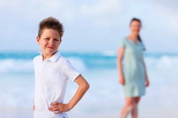 Mother and son on vacation