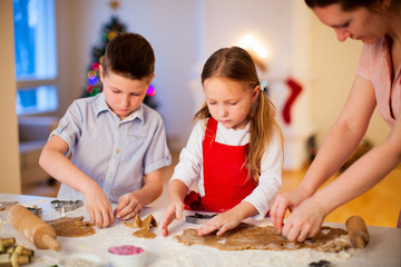 Family baking Christmas cookies
