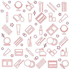 Women's cosmetic. Silhouette. Seamless pattern