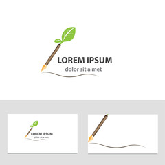 Abstract vector logo design template with business card