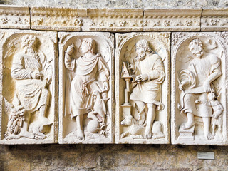 reliefs in Church-abbey of Mont Saint Michel